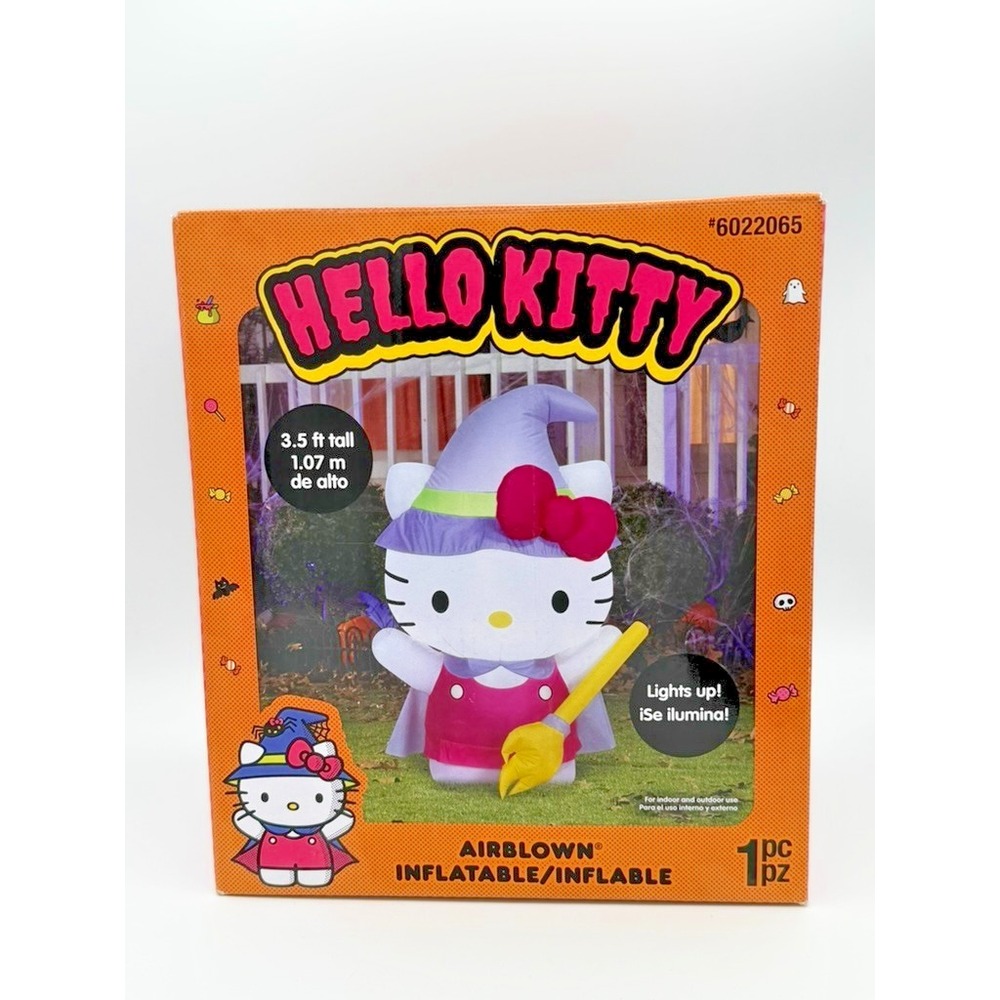Hello Kitty Witch Halloween 3.5 Ft Light Up Airblown Inflatable Gemmy Sanrio